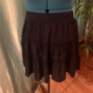 Black Lightly Ruffled, Layered Skirt